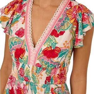 Adrianna Papell Colorful Floral Midi Dress